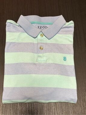 Izod Men's Mint Green & Lavender Striped I Polo